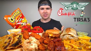 Eating EVERYTHING I CRAVE Mukbang Mexican Food  Birria WingStop Flamin Hot  80K Special [upl. by Darmit661]