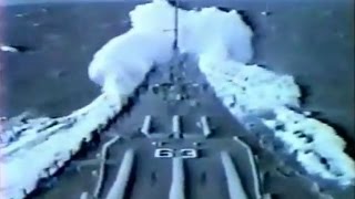 Battleship USS Missouri BB63 in heavy seas  1980s [upl. by Colton]