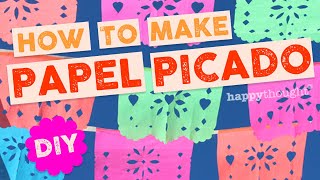 How to make your own DIY papel picado Parties or fiestas at home Printable template • Happythought [upl. by Nuhsar51]