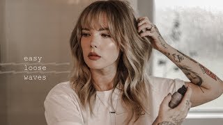 EASY LOOSE WAVES TUTORIAL  hairstylist waves and bangs at home  ImMalloryBrooke [upl. by Pernell649]