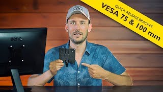 VESA 75 amp 100mm Monitor Quick Release Bracket Adapter • Vivo Stand VAD2 4K CC [upl. by Annoik504]