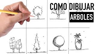 Como dibujar ARBOLES a MANO ALZADA  METODO FACIL [upl. by Iaht884]