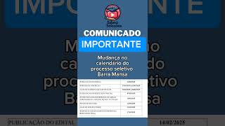 Barra Mansa Processo Seletivo Mudança do Calendário [upl. by Rambort718]