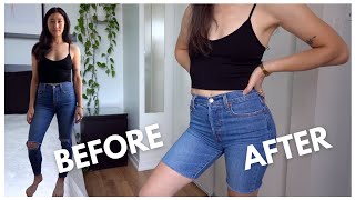 HOW TO CUT JEANS INTO SHORTS ✂️👖 [upl. by Asselem621]