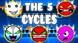 quotTHE 5 CYCLESquot   GEOMETRY DASH BETTER AND RANDOM LEVELS [upl. by Yesnik]