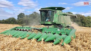 JOHN DEERE 9600 Combine Harvesting Corn [upl. by Aiuqal]