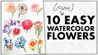 Easiest Way to Paint TEN MORE Flowers with Watercolor [upl. by Norbert]