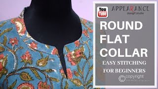 ROUND FLAT COLLAR EASY STITCHING FOR BEGINNERS easy method [upl. by Ahsiym]