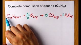 Complete Combustion of Decane C10H22 Balanced Equation [upl. by Maxima]