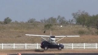 Plane Collides with SUV While Landing at Texas Airport [upl. by Nuj]