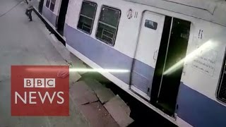 India Passengers leap from derailed train in Mumbai  BBC News [upl. by Nirda]