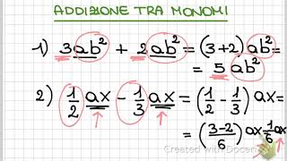 Addizione algebrica tra monomi [upl. by Roswell]