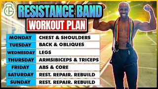 FULL WEEK WORKOUT PLAN AT HOME WITH RESISTANCE BAND  FITBEAST [upl. by Anhsirk824]