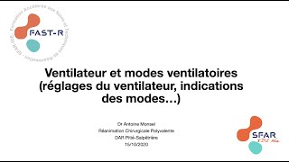 Ventilateur et modes ventilatoires [upl. by Ellenig]