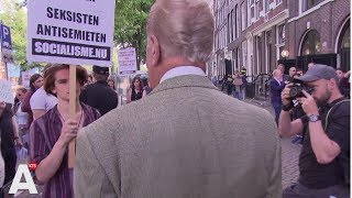 Hiddema lacht demonstranten weg [upl. by Esiocnarf]