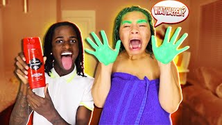 EXTREME HAIR DYE PRANK ON MY GIRLFRIEND SHE CRIES [upl. by Repmek]