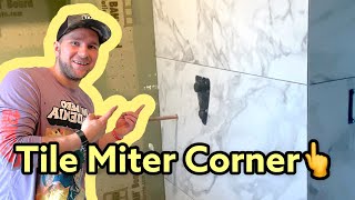 How to miter tile Tile outside corner Tile Corner [upl. by Asilegna505]