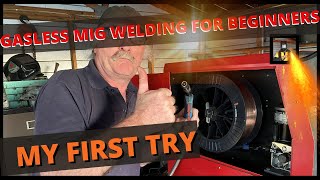 gasless mig welding for beginners MY FIRST TRY [upl. by Oitaroh718]