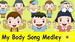 My Body Song Medley Head and shoulders knees and toes  Nursery Rhymes Collection  Muffin Songs [upl. by Efioa]