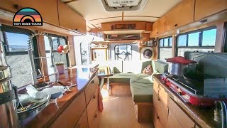 Shuttle Bus Tiny Home Conversion  Full Tour  Better Platform Than Sprinter Van [upl. by Aleuname274]