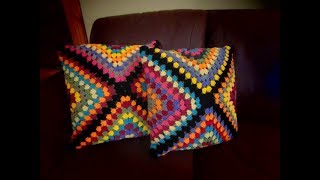 Crochet almohada con cuadrados o granny squares [upl. by Dewhurst]