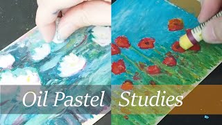 Oil Pastel Studies  Impressionism inspired by Monet [upl. by Nomyad]