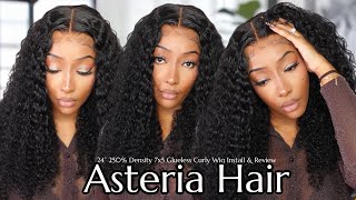 🤫 How I Get Natural Full Baby Hairs On A Middle Part Curly Wig  Ft Asteria Hair [upl. by Aicram]