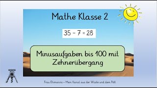 Mathe Klasse 2 Minusaufgaben bis 100 mit Zehnerübergang ZEE Rechenstrich mit „Learningapp“ [upl. by Mcnelly627]