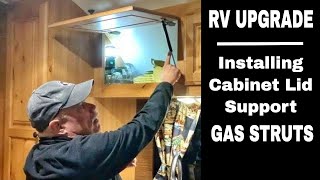 How To Install Gas Strut Cabinet Supports  DIY RV Upgrade [upl. by Nyleimaj]