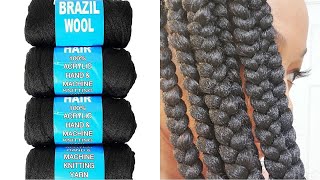 Yarn Box Braids  Knotless  Brazilian Wool Yarn [upl. by Jillayne]