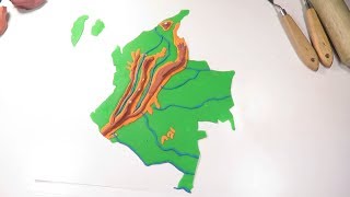 Como hacer el mapa físico de Colombia con relieve y ríos [upl. by Sosthenna]