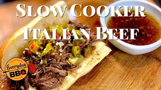 Italian Beef Sandwich Recipe  Slow Cooker  Best Homemade Italian Beef  Everyday BBQ [upl. by Siskind]