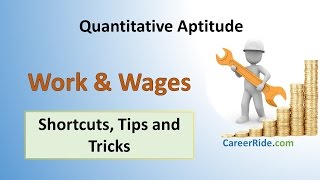 Work and Wages  Shortcuts amp Tricks for Placement Tests Job Interviews amp Exams [upl. by Ynattyrb]