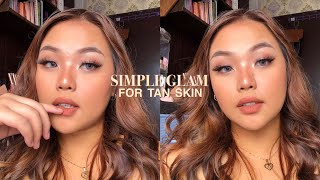 simple glam makeup routine for morena  tan skin ✨ beginner friendly [upl. by Gregrory]