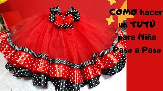 Como hacer un TUTU de Minnie Mouse para niña Paso a Paso [upl. by Olimpia653]