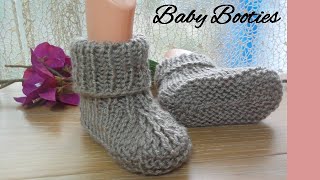 How to Knit Baby Booties Shoes tutorial [upl. by Auqinal]