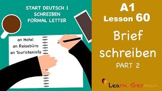 A1  Lesson 60  Brief schreiben  Formal Letter  Hotelreservierung  Start Deutsch1  Learn German [upl. by Borgeson]