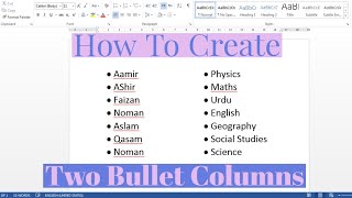 How To Create Two Bullets Columns In Microsoft Word  Making Two Bullet Columns In MS Word [upl. by Leipzig154]