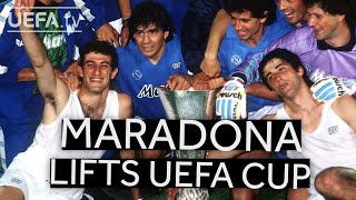 DIEGO MARADONA lifts 89 UEFA Cup [upl. by Averell]