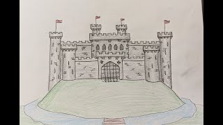 How To Draw A Castle Drawing Tutorial Easy Kids [upl. by Nyleaj442]