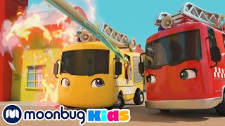 Das Blaulicht der Feuerwehr  Die Räder des Busses  Kinderlieder  Go Buster  Moonbug Kids [upl. by Felecia943]