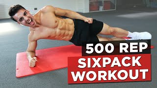 SHREDDED SIXPACK WORKOUT 500 Reps Ab Challenge [upl. by Yelsek]