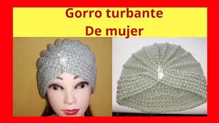 GORRO TURBANTE de mujer tejido a dos agujas [upl. by Irovi]