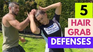 5 Hair Grab Defenses  Womens Selfdefense Techniques [upl. by Kcirneh]