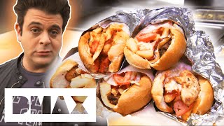 Adam vs The Fat Sandwich Challenge  Man V Food [upl. by Acinomahs]