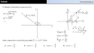Funkcje trygonometryczyne kątów w układzie współrzędnych  zadanie [upl. by Sanbo]