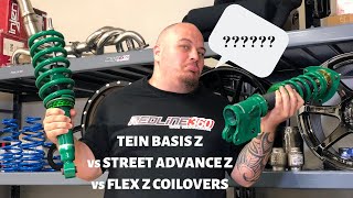 TEIN Coilovers TEIN Basis Z vs Street Advance Z vs Flex Z  Whats the difference [upl. by Eelrebmik214]