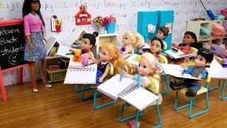 Elsa and Anna toddlers  new Barbie teacher amp students [upl. by Pasquale]