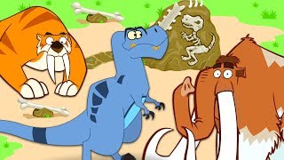 PREHISTORIC CREATURES  TREX VS SMILIDON VS WOOLLY MAMMOTH   Educational Video [upl. by Aiekahs]