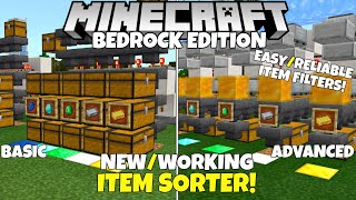 Minecraft Bedrock New Reliable ITEM SORTER Basic amp Advanced Design Tutorial MCPE Xbox PC Ps4 [upl. by Nohsal]